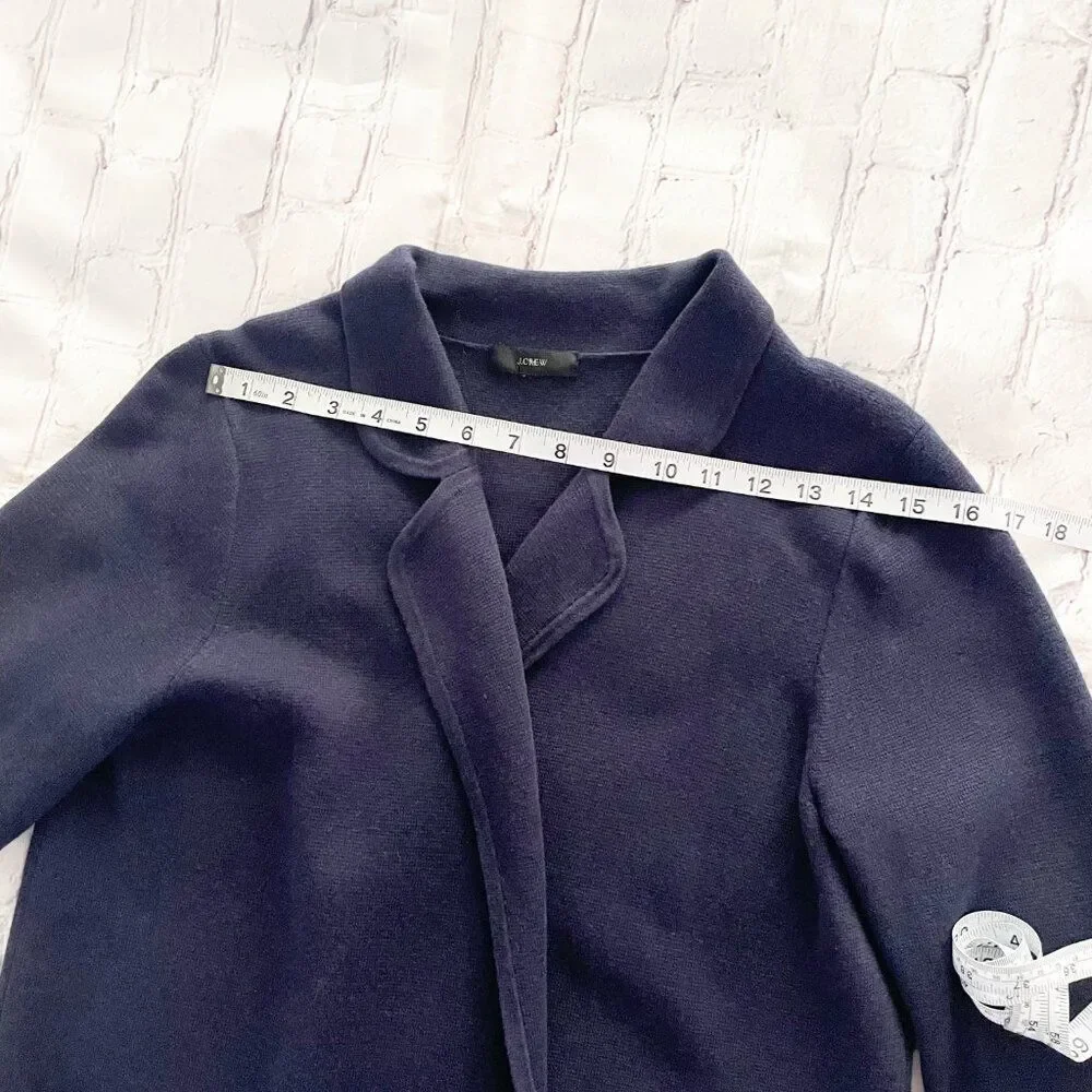 Womens J.Crew Eloise Navy Blue Wool Blend Open Knit Blazer Pockets Workwear